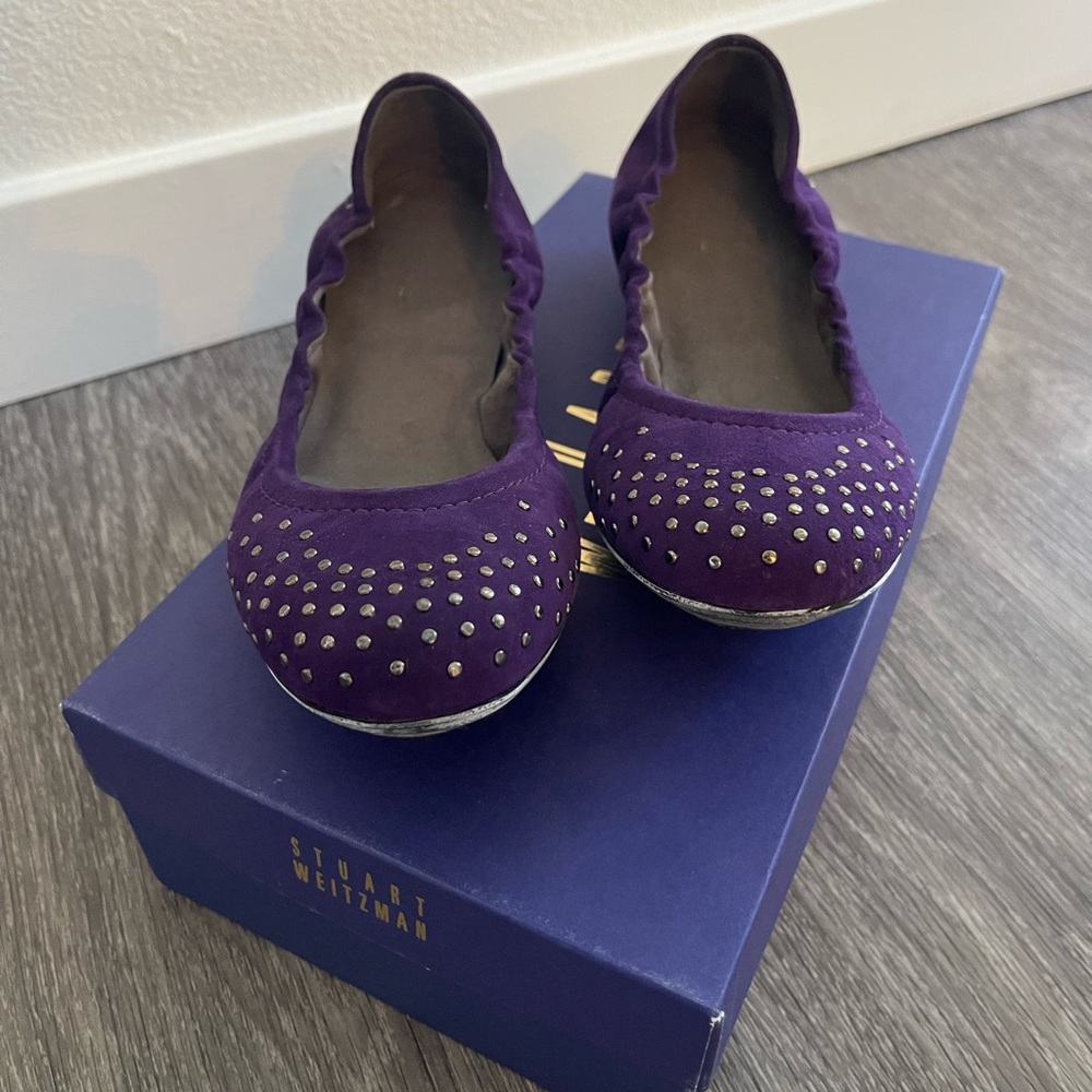 Authentic Stuart Weitzman Suede Flat Shoes, Size 7 - image 6